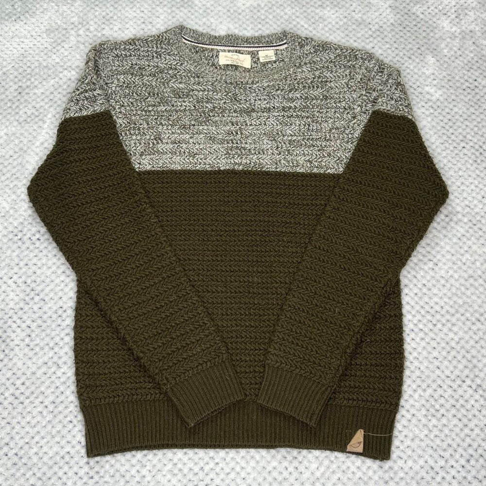 Weatherproof Vintage Mens Colorblock Sweater Medium Brown White Acrylic Knit
